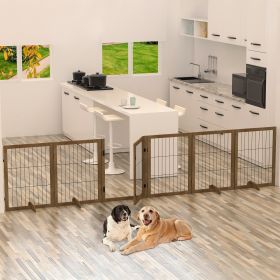 Dog Gate With Door Pet Dog Fence Barrier 6 Panels 144-inch Wide 32-inch Tall Foldable Multiple Shapes
