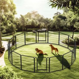 16 Panels Heavy Duty Metal Playpen With Door Dog Fence Pet Exercise Pen For Outdoor